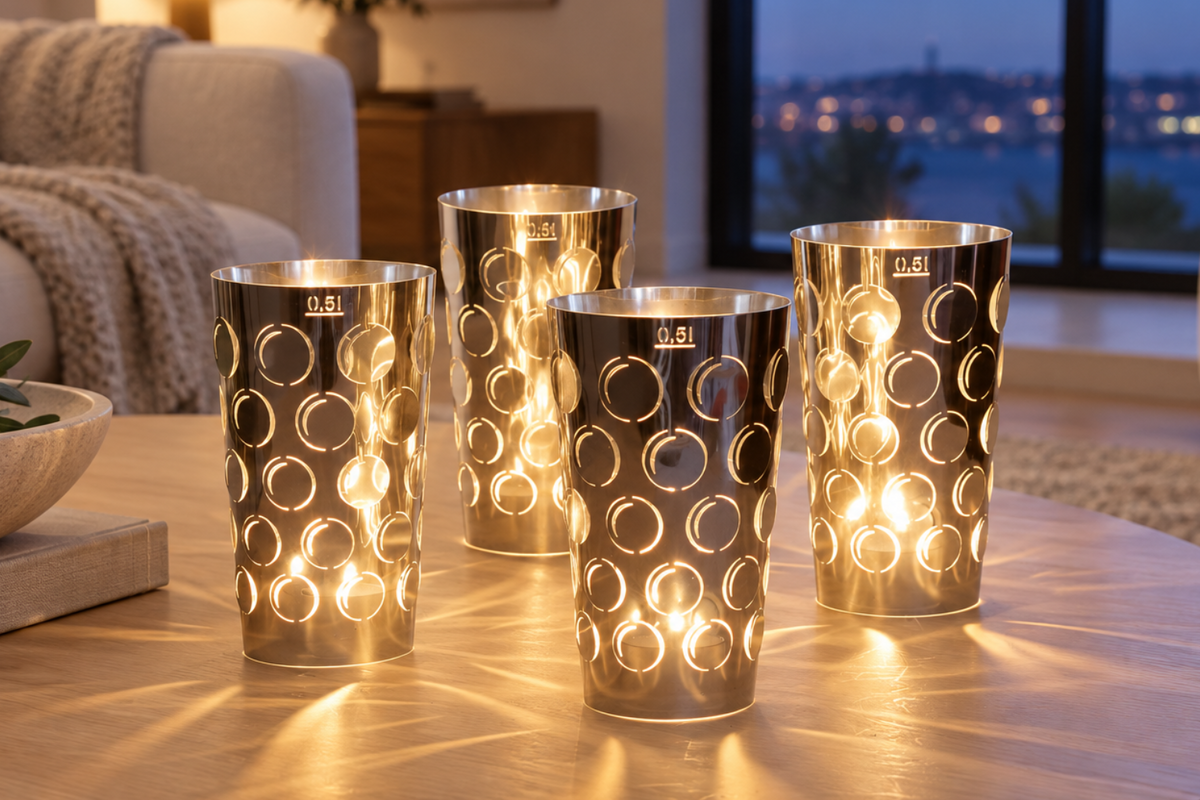 Dubbelicht 0,5L 4er Set silber, Pfälzer Dubbeglas Teelichtschirm, Geschenkidee aus der Pfalz, Adventskranz Deko - Andrea Moseler
