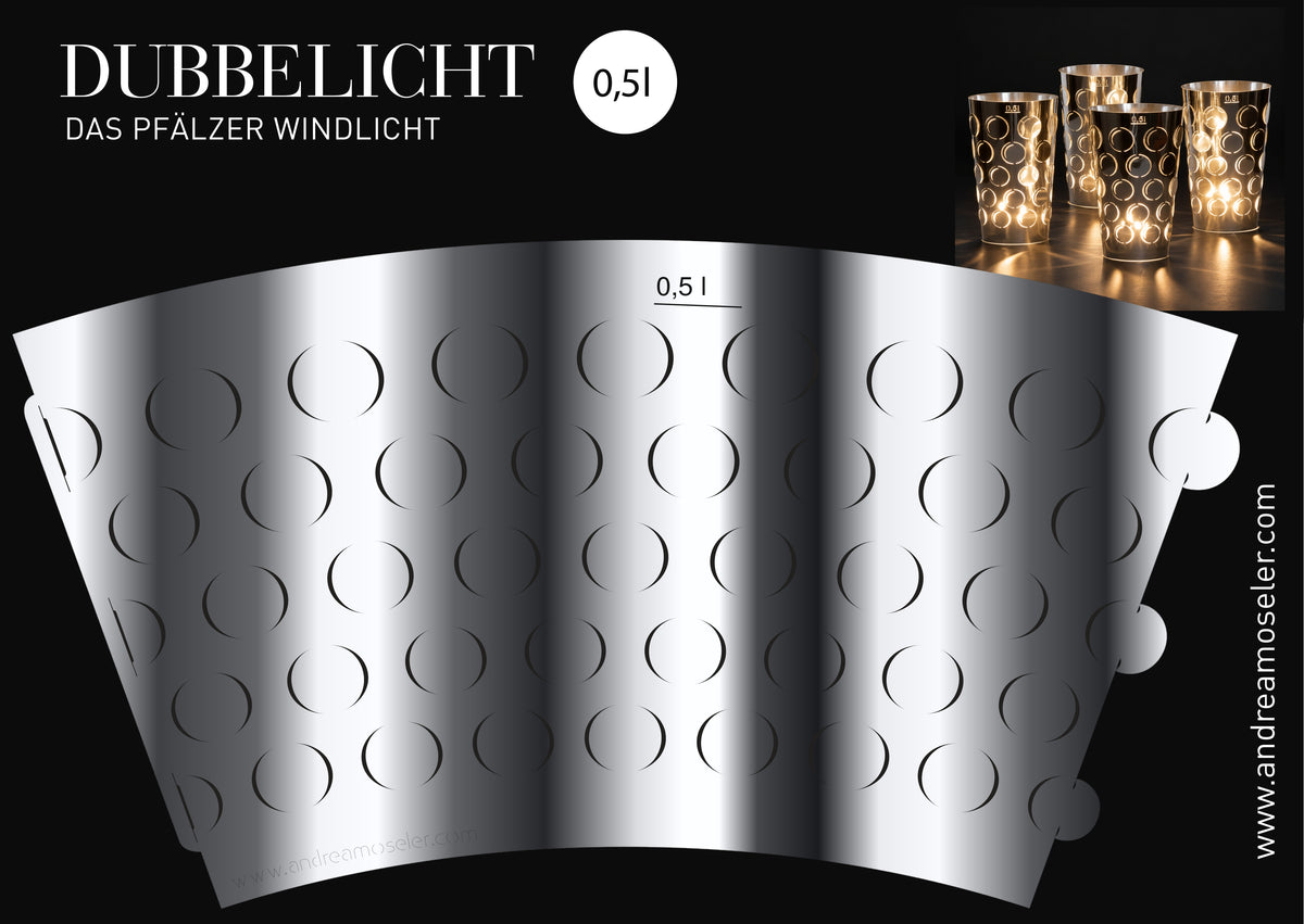 Dubbelicht 0,5L 4er Set silber, Pfälzer Dubbeglas Teelichtschirm, Geschenkidee aus der Pfalz, Adventskranz Deko - Andrea Moseler