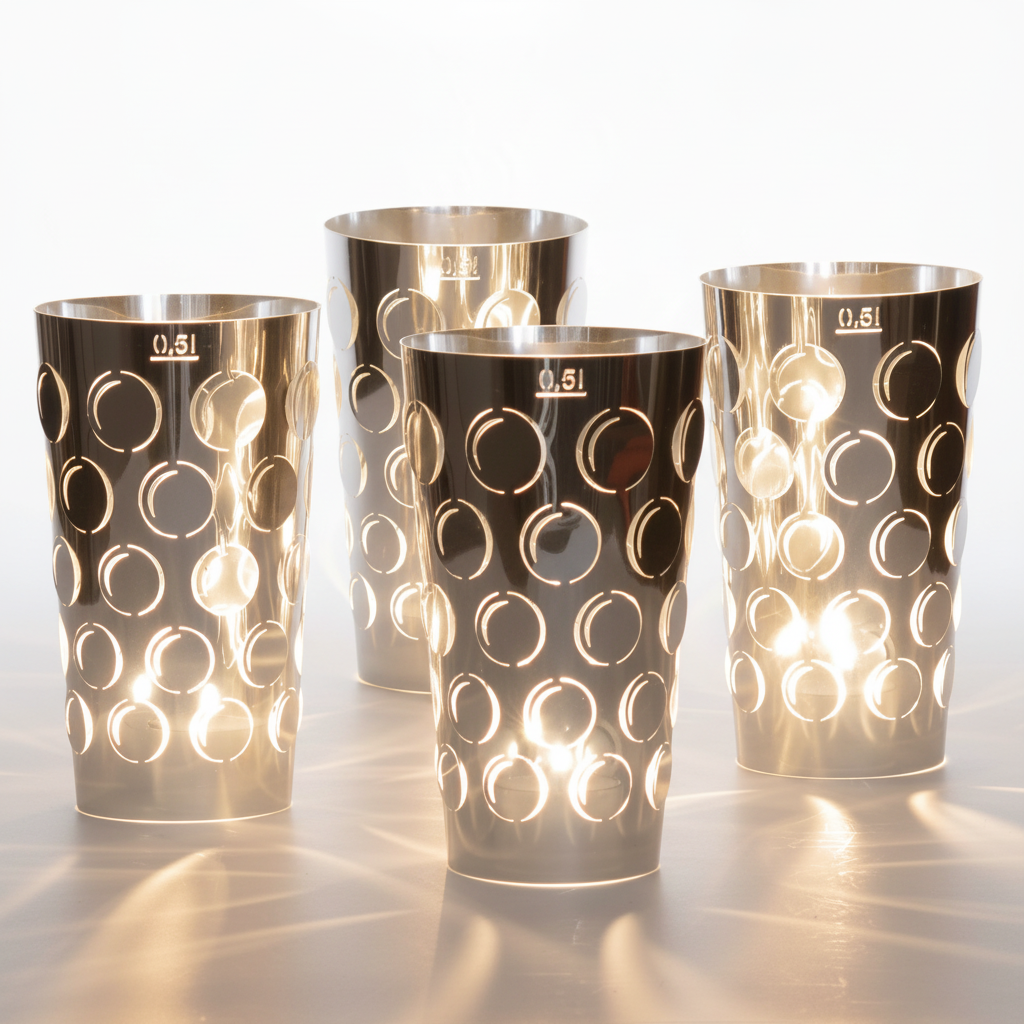 Dubbelicht 0,5L 4er Set silber, Pfälzer Dubbeglas Teelichtschirm, Geschenkidee aus der Pfalz, Adventskranz Deko - Andrea Moseler