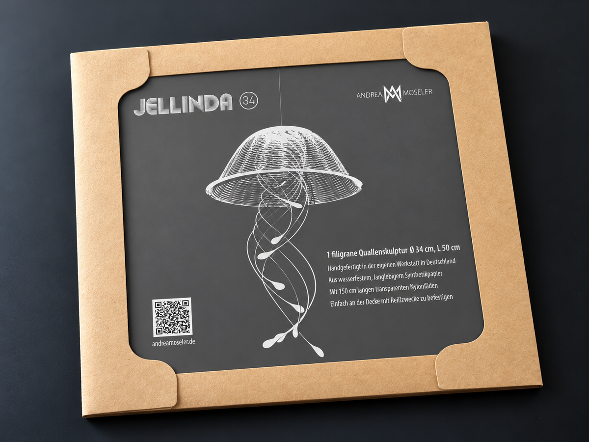 Quallen Skulptur zum Hängen, JELLINDA 34, Kinetische Kunst Modern, 3D Wanddeko, einzigartiges maritimes Geschenk