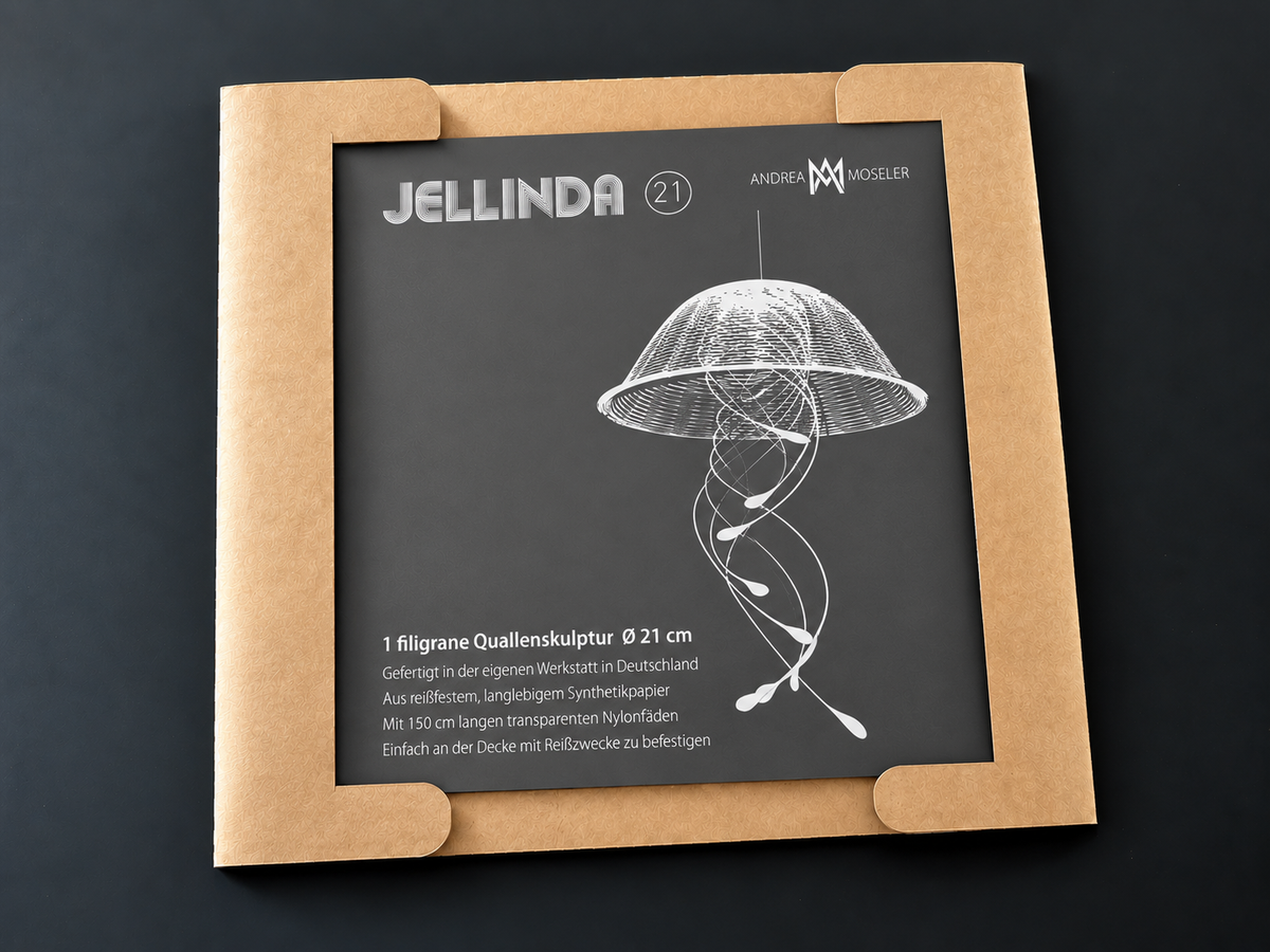 Quallen Skulptur zum Hängen, JELLINDA 21, Kinetische Kunst Modern, 3D Wanddeko, einzigartiges maritimes Geschenk