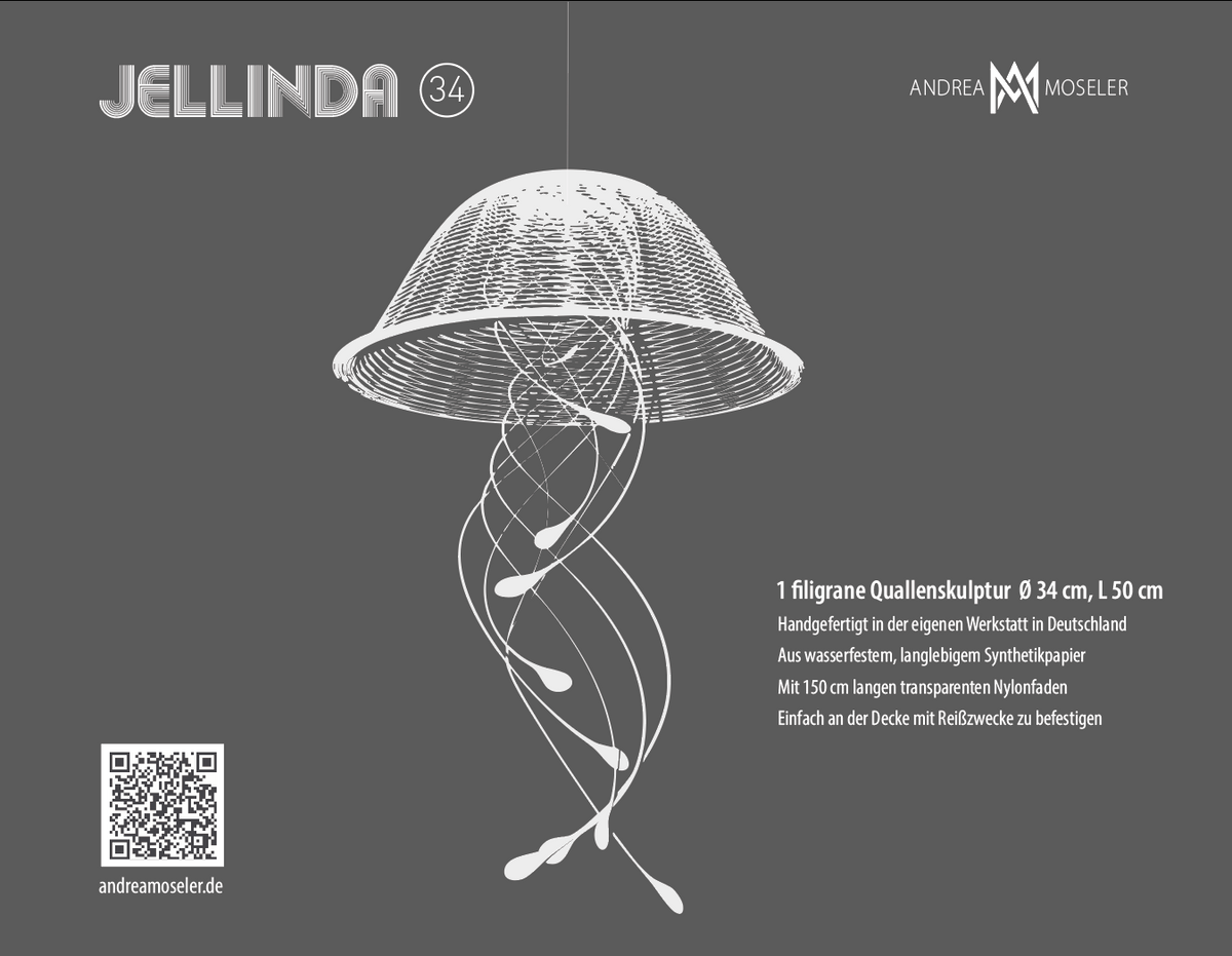 Quallen Skulptur zum Hängen, JELLINDA 34, Kinetische Kunst Modern, 3D Wanddeko, einzigartiges maritimes Geschenk