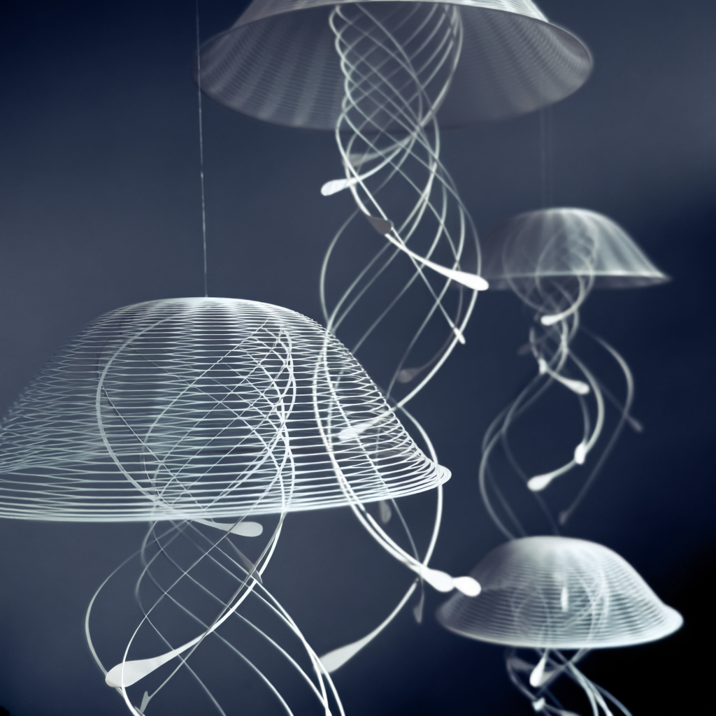 JELLINDAS, Mobile mit 4 filigranen Quallen Hängeskulpturen - Andrea Moseler