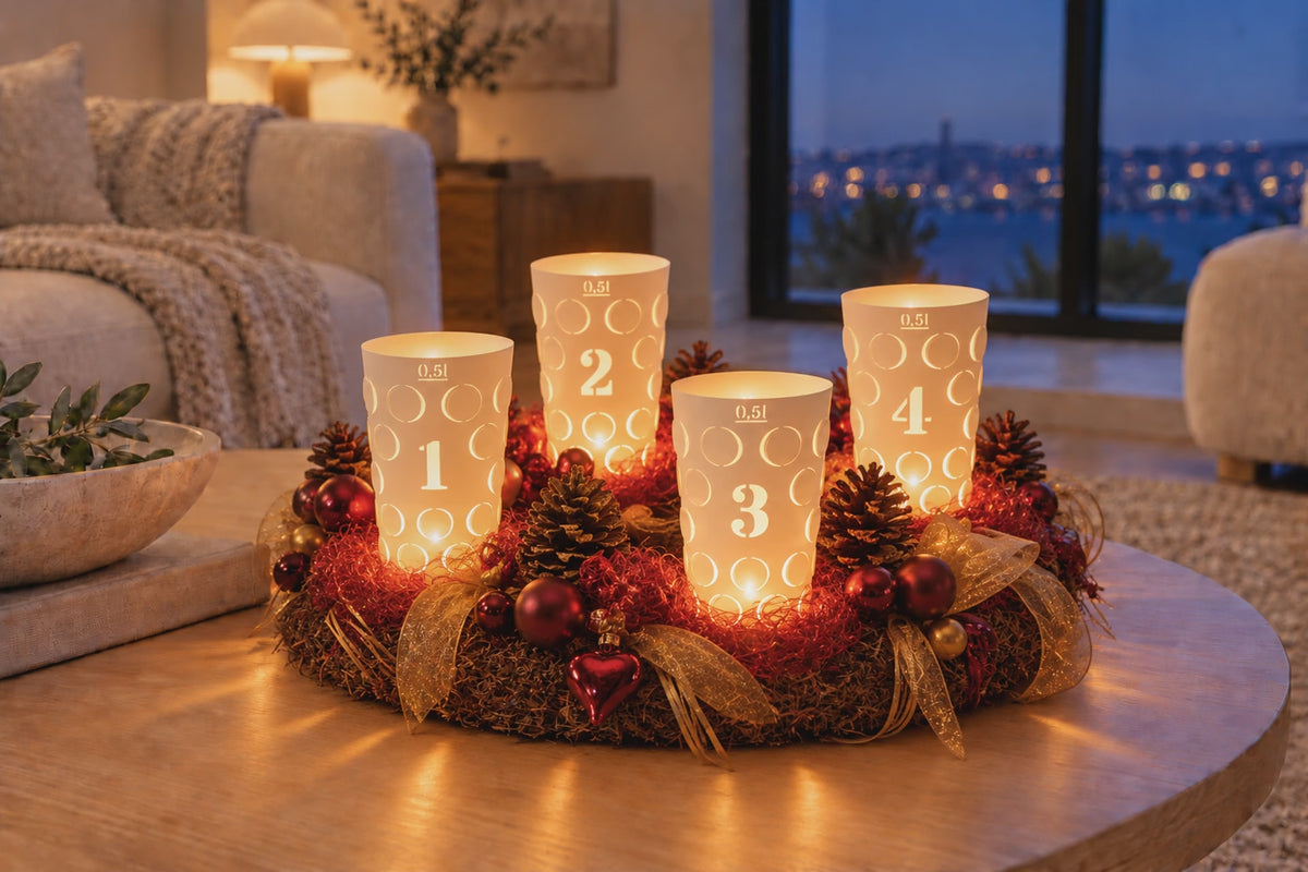 Pfälzer Dubbelicht Advent  4er Set weiß 0,5L