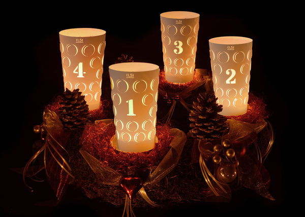Pflälzer Dubbelicht Advent  4er Set weiß 0,5L - Andrea Moseler