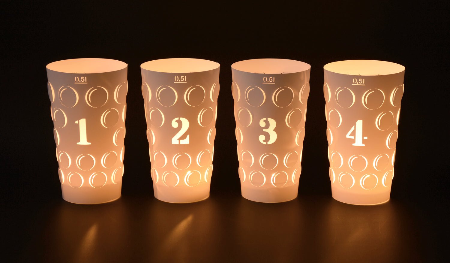 Pflälzer Dubbelicht Advent  4er Set weiß 0,5L - Andrea Moseler