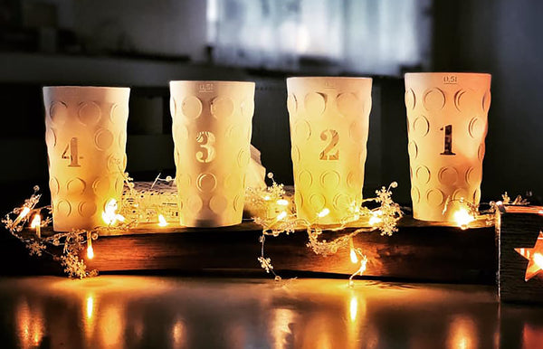 Pflälzer Dubbelicht Advent  4er Set weiß 0,5L - Andrea Moseler