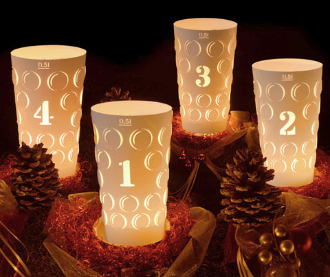 Pflälzer Dubbelicht Advent  4er Set weiß 0,5L - Andrea Moseler