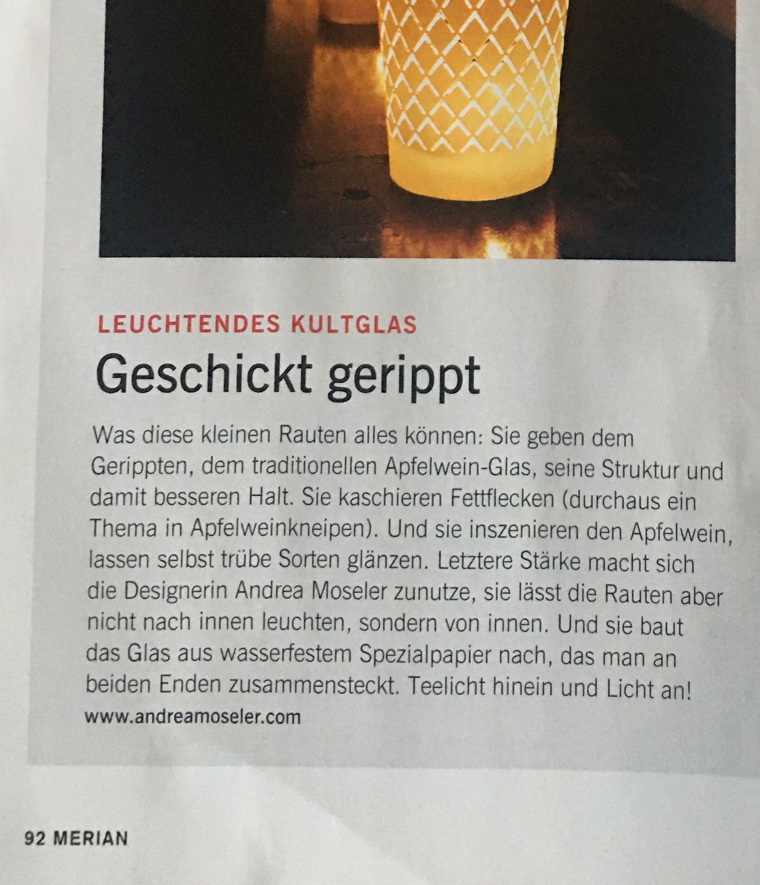 Geripptes Licht 0,3L weiß - Andrea Moseler